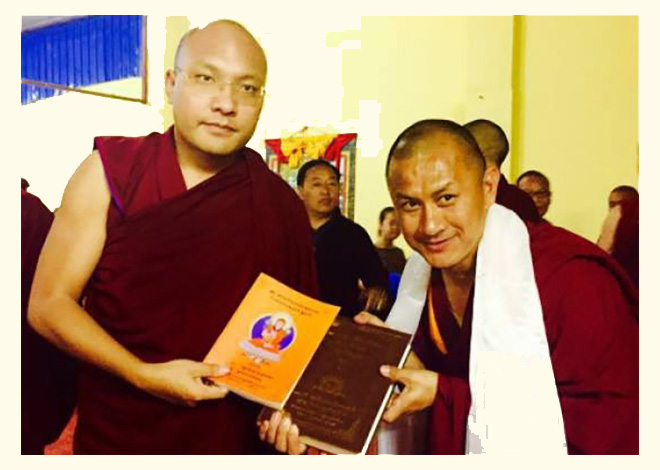 Offering a new publication to His Holiness the Karmapa